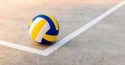 A volleyball on a court